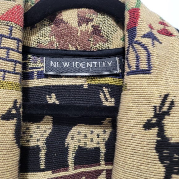 New Identity Tapestry Deer Boho Cropped Blazer - Picture 2 of 8
